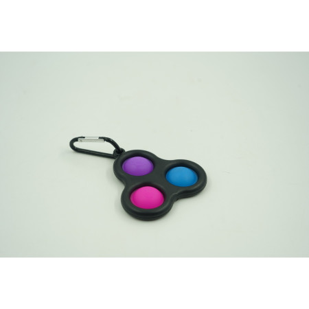 Cyrax Jucarie antistres, Pop it, tip breloc, triunghi, 8 cm, multicolor, Negru