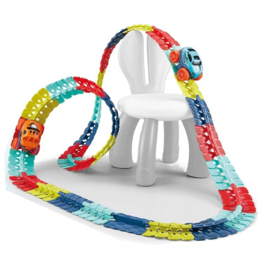 Jucarie de Constructie RollerCoaster, Cyrax, 138 de Piese, 41.5x31x7 cm, cu Masini, Multicolor