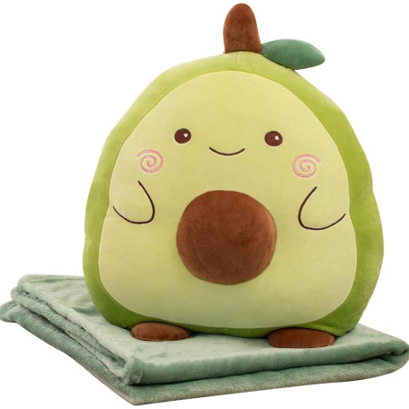 Patura 2in1 pentru Pat sau Canapea,  Model Jucarie Avocado cu Spatiu de Depozitare Patura, Microfibra, 1x1.7 m, Verde