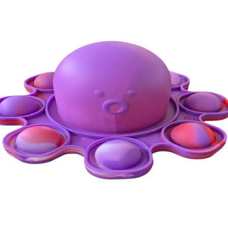 Cyrax Jucarie antistres din silicon, Pop It Now and Flip It, Caracatita reversibila, 20x10 cm, Model 5, Multicolor