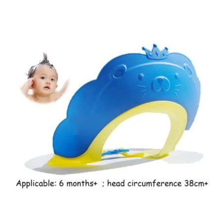 Cyrax Viziera de Protectie Baie Pentru Copii, Fippy, Model Coronita Leu, Dimensiune ajustabila, Durabil, Usor de curatat, Impotriva Samponului, pentru Ochi si Urechi, TPE+PP, 21x20.5 cm, Albastru