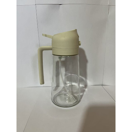 Recipient Ulei 2 in 1, Cyrax, Functie Spray & Turnare, din Sticla, Fara Scurgere, 18.5 x 7.7 cm, 470 ml, Alb