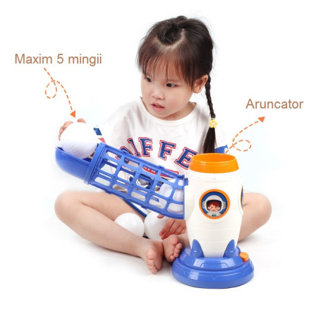 Joc de Baseball Interactiv, Lansator Cyrax, Aruncare Automata, Include Bata si 5 Mingii, 37 x 23 x 16 cm Baza, 59 cm Bata, Multicolor