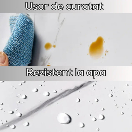 Set 10 Placi Tapet,  60 x 30 cm, Grosime 1.5 mm, din PVC, Model Imitatie de Marmura, Suprafata acoperita 1.8 mp, Alb