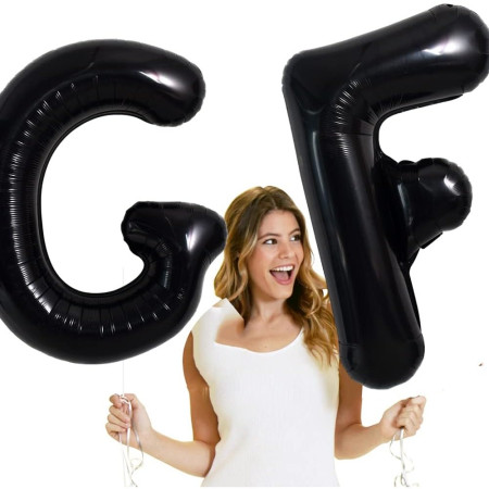 Balon Folie Metalizata Litera G, Cyrax, 40 cm, Umflati cu Heliu sau Aer, Ambalaj Individual, Pai inclus, Negru