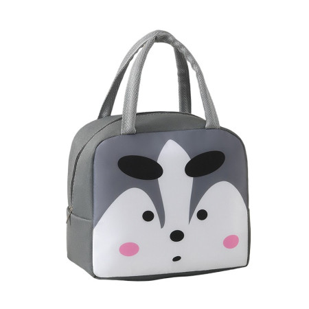 Geantă Frigorifică, Cyrax, cu Desene Animat, Portabilă pentru Copii, de Prânz, din Pânză Oxford, 22x14x19 cm, Model Vulpe, Gri