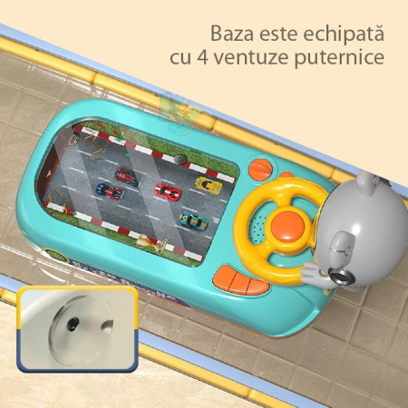 Joc Simulator de Condus, Cyrax, 3-6 Ani, Volan Interactiv, Efecte Sonore, din ABS, USB Inclus, Albastru