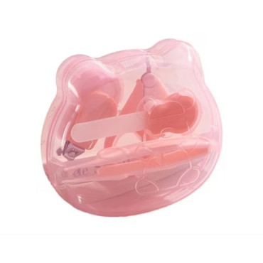 Set Ingrijire Unghii pentru Bebelusi, Cyrax, Cutie de Depozitare in Forma de Ursulet, 10 x 9.5 cm, Roz