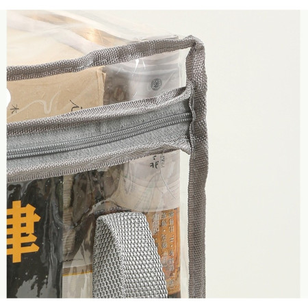 Cutie de Depozitare,  din PVC + Textil, Rezistenta la Apa, Geanta pentru Carti, 32x24x25 cm, Transparent-Alb