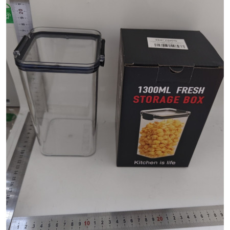 Recipient din Plastic, Cyrax, pentru Alimente/Obiecte, Inchidere Ermetica, 10.2 x 18.5 cm, 1300 ml, Transparent