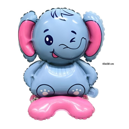 Balon din Folie Metalizata, Cyrax, Figurine Animăluțe, Model Elefant, 43x58cm, Ambalaj Individual, Pai Inclus, Umflare cu Aer sau Heliu, Multicolor