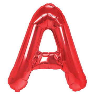 Balon Folie Metalizata Litera A, Cyrax, 40 cm, Umflati cu Heliu sau Aer, Ambalaj Individual, Pai inclus, Rosu