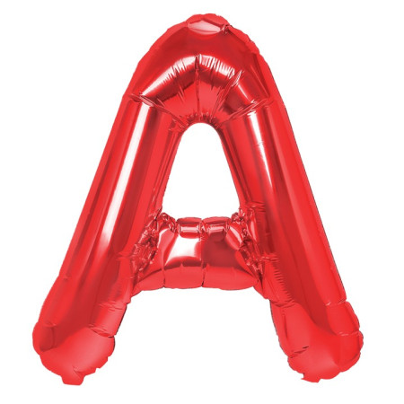 Balon Folie Metalizata Litera A, Cyrax, 40 cm, Umflati cu Heliu sau Aer, Ambalaj Individual, Pai inclus, Rosu
