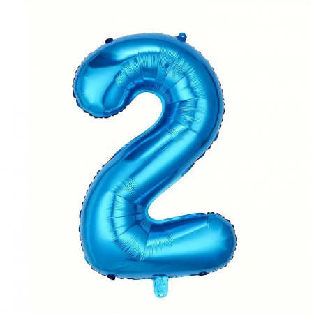 Balon din Folie Cyrax, Cifra 2, 81 cm, Pentru Aer sau Heliu, Albastru