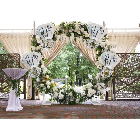 Balon din Folie Metalizata, Cyrax, Figurina Inel de Logodna, Model Diamant, Tema Nunta, 60 cm, Ambalaj Individual, Pai Inclus, Umflare cu Aer sau Heliu, Alb