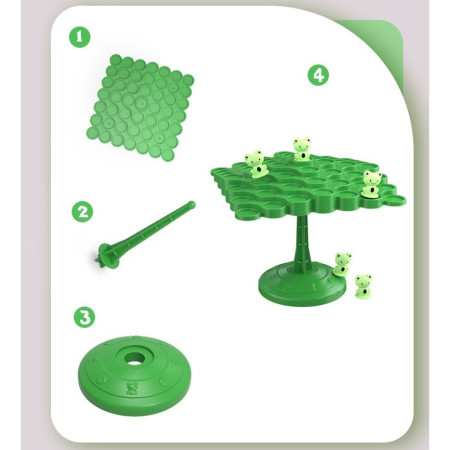 Joc Interactiv, Cyrax, Broaste in Echilibru, +3 Ani, din Plastic, 50 de Pioni, Placa de Echilibru, Roata cu Pedepse, Zar, 14 x 7 x 14 cm, Verde