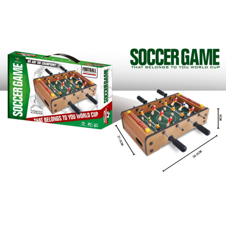 Masa de Fotbal cu Teren, Cyrax, fara Picioare, 4 Manere, Tablou de Scor, 36.5 x 24 x 7 cm, din Lemn/Otel/ABS, Maro