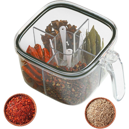 Cutie Depozitare Alimente, Cyrax, din Plastic/Silicon, 20 x 10 x 10 cm, 5 Compartimente, Alb/Verde