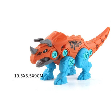 Set de Constructie/Asamblare, Cyrax, 4 Dinozauri, cu Bormasina Electrica, Baterii 2 x AA, Surubelnita si Cutie Depozitare, 22.5 x 14.5 x 15 cm, Multicolor