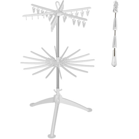 Uscator de Rufe Vertical,  2 Niveluri, Pliabil, din ABS+PP+Otel Inoxidabil, Rotire 360 Grade, 130 x 75 cm, Alb