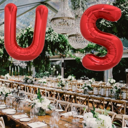 Balon Folie Metalizata Litera S, Cyrax, 40 cm, Umflati cu Heliu sau Aer, Ambalaj Individual, Pai inclus, Rosu