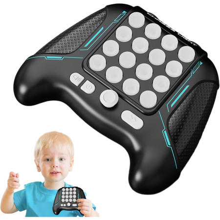 Jucarie Interactiva Pop It, Cyrax, Tip Consola, Anti-Stres, 5 Moduri de Joc, din ABS si Silicon, +3 Ani, Sunete si Lumini Model Controller, Negru