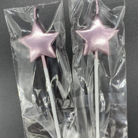 Lumanare de Tort, Cyrax, Model Steluta, Party, 8.5 x 3.2 cm, Roz Auriu