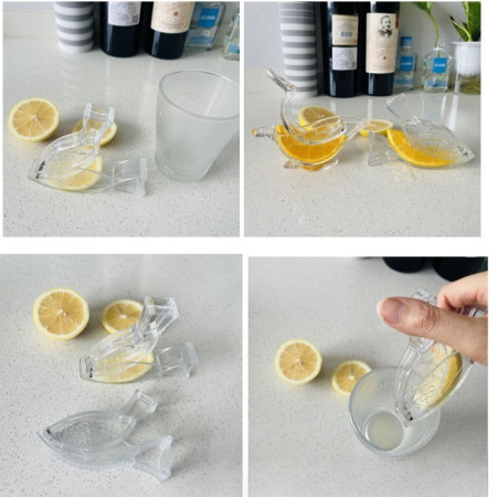 Storcator de Citrice Manual, Cyrax, Rezistente, Usor de Folosit si Depozitat, Durabil, Calitativ, 12x5.2 cm, Model Peste, Transparent