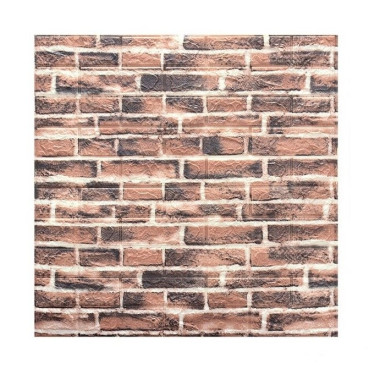 Set 10 Placi Tapet 3D,  70 x 77 cm, Grosime 3 mm, din Polietilena, Model Caramida, Suprafata acoperita 5.3 mp, Caramida Rosie