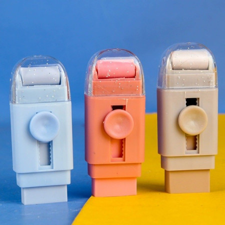 Radiera,  cu 2 Rezerve, Reglare Pull-Push, din Cauciuc, Crem