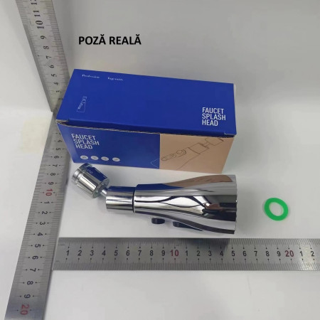 Extensie Robinet Bucatarie, Cyrax, Universal, 3 Moduri de Curgere Apa, Otel Inoxidabil, Rotire 360 de Grade, Cap Pivotant, Adaptor Baterie Bucatarie, 9.7x5.1 cm, Gri