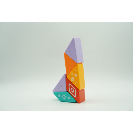 Set inteligent de constructie cu piese magnetice, Cyrax, 6 piese, pentru copii, +3 ani, multicolor