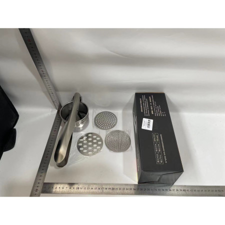 Presa Storcator pentru Fructe si Legume, Cyrax, Zdrobitor Manual, Inox, 3 Discuri Interschimbabile, Usor de Stors si de Curatat, Ergonomic, 26.5 x 9.8 x 9.5 cm Argintiu