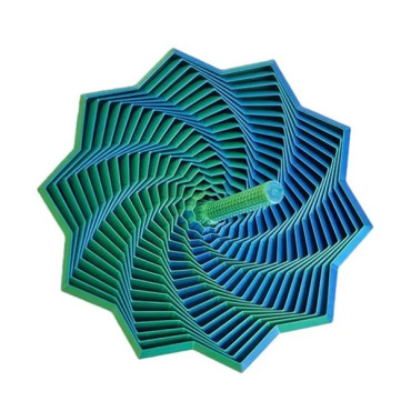 Jucarie Decompresie, Cyrax, Model Stea 3D, DuoChrome, Maner Spirala, Turn Magic Geometric, Multiple Forme, Anti-stress, 8.6 cm, Verde/Albastru