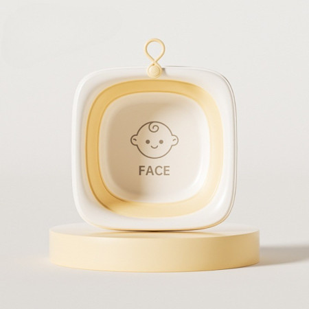 Cada Pliabila pentru Baie pentru Copii, Cyrax, Cadita pentru Bebelusi, Model Patrat pentru Fata, Galben, 32x27.5x3.7 cm, 4 L