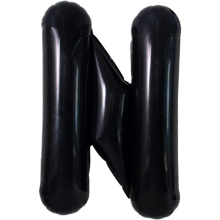 Balon Folie Metalizata Litera N, Cyrax, 40 cm, Umflati cu Heliu sau Aer, Ambalaj Individual, Pai inclus, Negru