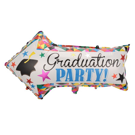 Balon din Folie Metalizata, Cyrax, Figurina Sageata, Tema Absolvire, 82x50 cm, Ambalaj Individual, Pai Inclus, Umflare cu Aer sau Heliu, Multicolor