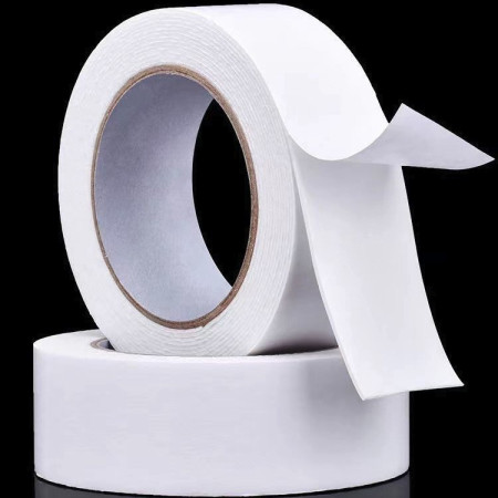Banda Dubla Adeziva, Cyrax, Banda Adeziva cu Burete, pentru Cadouri si Ambalaje, 1 m, Latime 2.5 cm, Alb