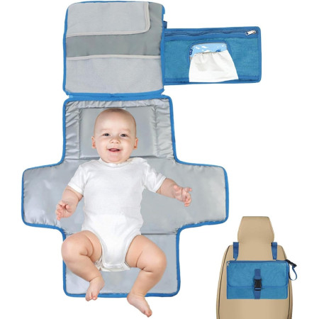 Geanta Multifunctionala, Cyrax, Tip Aleza de Schimbat Scutece, Impermeabila, din Panza Oxford, cu Buzunare, Usor de Agatat, 30 x 20 cm, Albastru