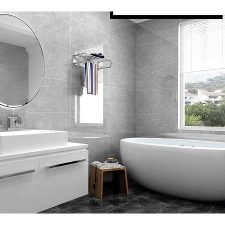 Set 10 Placi Tapet,  60 x 30 cm, Grosime 1.5 mm, din PVC, Model Imitatie de Marmura, Suprafata acoperita 1.8 mp, Gri Cenusiu Deschis