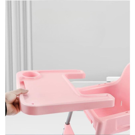 Scaun de masa telescopic pentru bebelusi si copii, Cyrax, cu Suport picioare si Centura de siguranta, reglabil pe inaltime, Varsta 6-32 luni, Roz