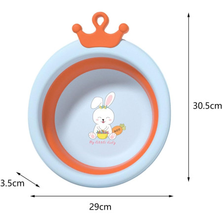 Cada Pliabila pentru Baie pentru Copii, Cyrax, Cadita pentru Bebelusi, Model Rotund cu Iepuras, Blue, 30x31x3.5 cm, 3.3 L