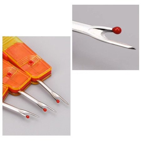 Dispozitiv pentru Descusut,  Taietor de Etichete, 1.7 x 7 cm, Pliabil, din Plastic, Rosu/Galben