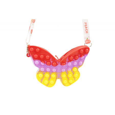 Jucarie antistres din silicon, Cyrax, Pop It Now and Flip It, Geanta de umar, Fluture, Galben/Mov