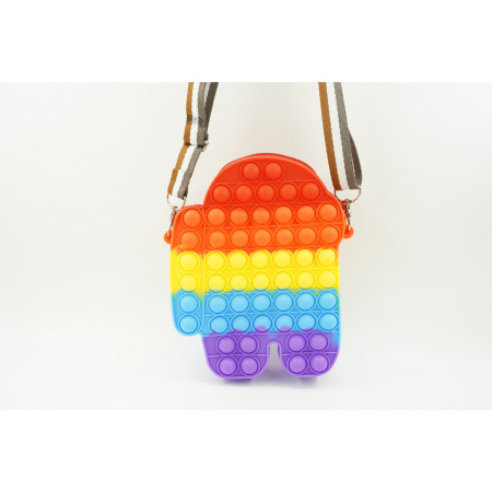Jucarie antistres din silicon, Cyrax, Pop It Now and Flip It, Geanta mica, Among Us, Multicolor