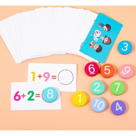 Joc Educational, Cyrax, Invatare Adunare si Scadere, Cifre din Lemn, 46 Planse, +3 Ani, Multicolor