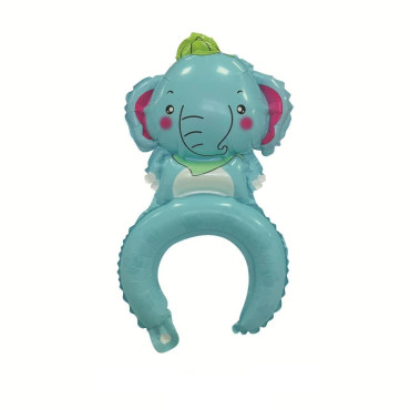 Balon din Folie Metalizata, Cyrax, Tip Coronita, Model Elefant, Ambalaj Individual, Pai Inclus, Umflare cu Aer sau Heliu, 47 x 27 cm, Albastru