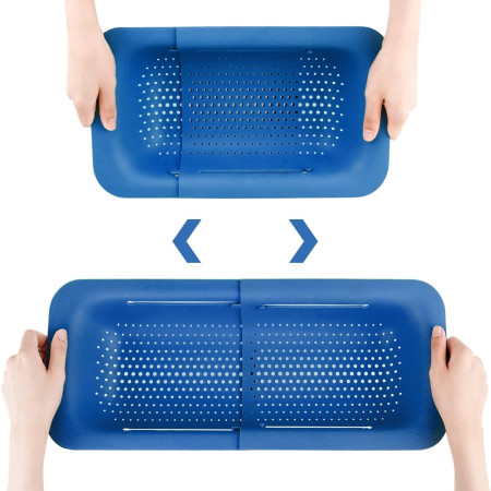 Cos pentru Scurgere Chiuveta de Bucatarie, Cyrax, Plastic, Telescopic, 36x20x5 cm, Albastru