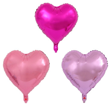 Set 3 Baloane din Folie Metalizata, Cyrax, Figurina Inima, Tema Ziua Indragostitilor, 45 cm, Ambalaj Individual, Pai Inclus, Umflare cu Aer sau Heliu, Roz