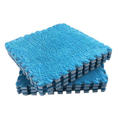 Set 10 Piese Covor tip Puzzle, Cyrax, Spuma EVA, Pufos, 30 x 30 x 1 cm, Albastru
